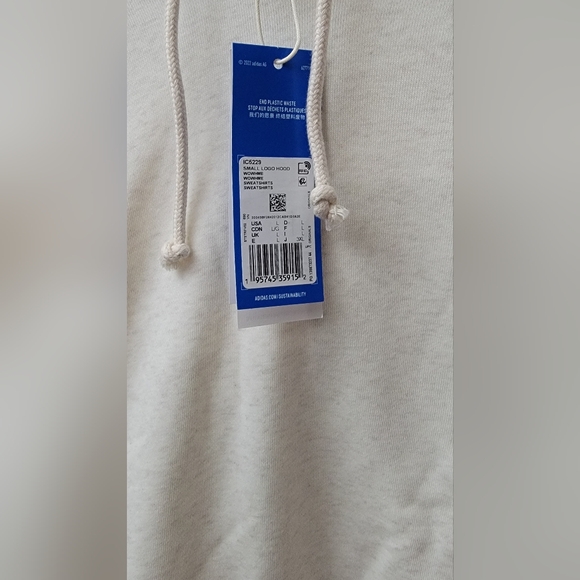 Adidas Originals Women's Small Logo Pullover Hoodie / Wonder White, Large - Picture 9 of 9